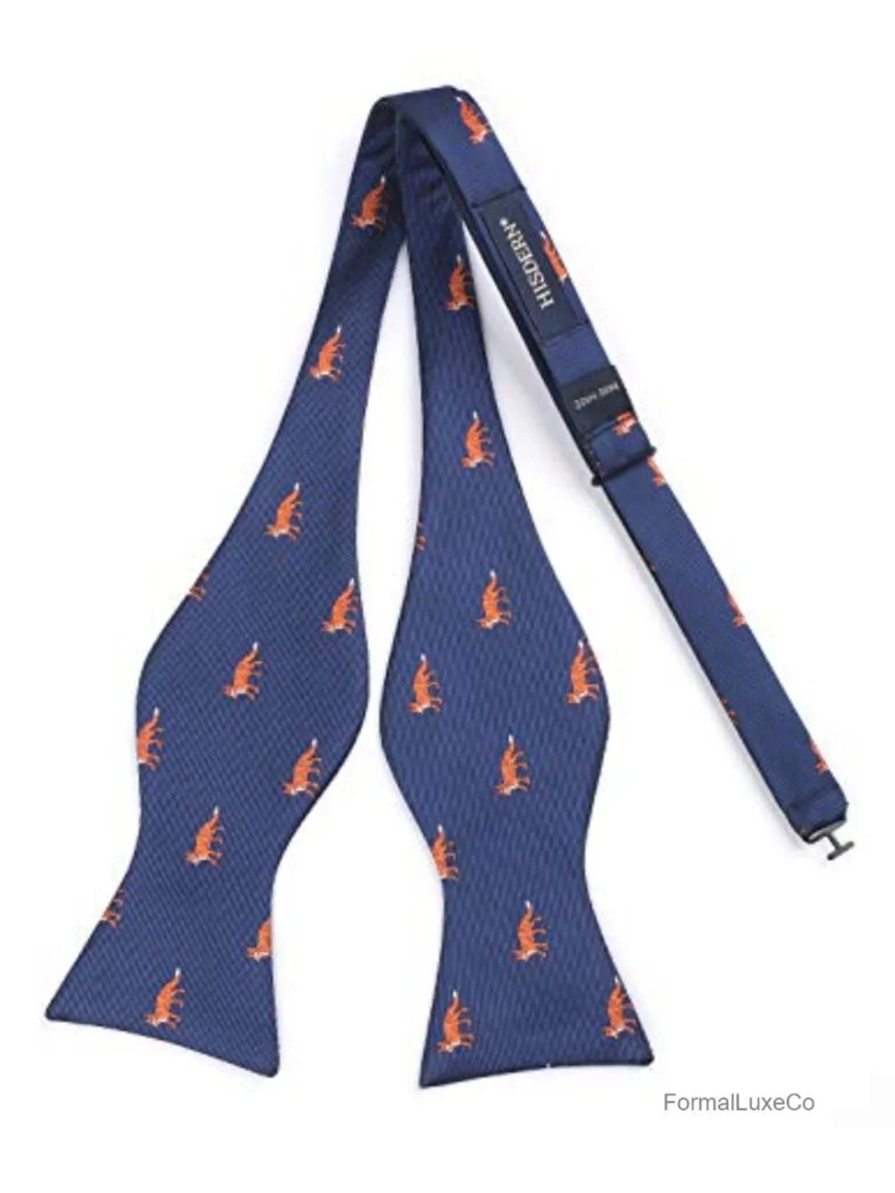 Self Tie Bow Tie and Pocket Square Set Silk Woven Animal Print Adjustable Men's